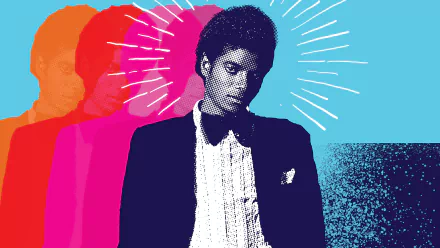 HD desktop wallpaper featuring a colorful, artistic portrayal of Michael Jackson with multiple overlapping silhouettes and vibrant background colors.