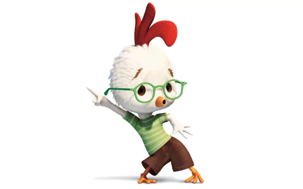Chicken Little (movie) character striking a nervous pose on white, HD PC desktop wallpaper and background.