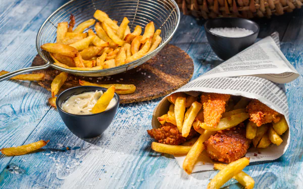 sauce french fries food still life HD Desktop Wallpaper | Background Image
