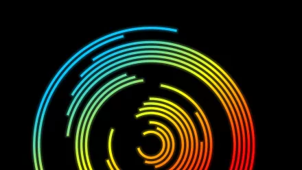 HD desktop wallpaper featuring vibrant, concentric circular patterns with colorful gradients and a textured, artistic design showcasing dynamic shapes and rhythm.