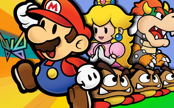 Goomba Bowser Princess Peach video game paper mario: the thousand-year door (2004) HD Desktop Wallpaper | Background Image