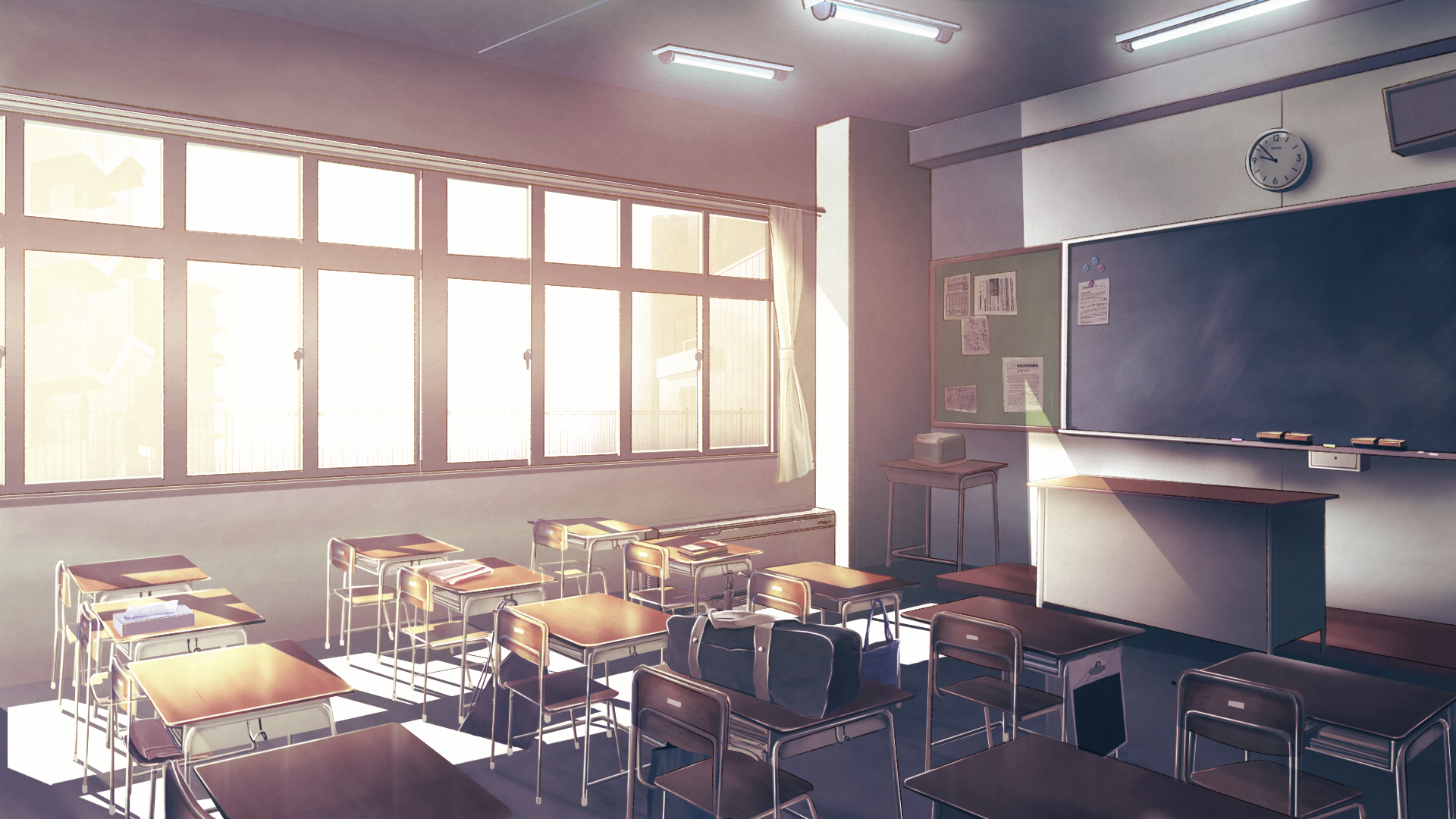 Anime classroom, empty, digital art, background, soft | Stable Diffusion