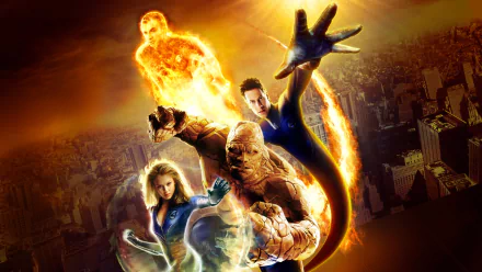Susan Storm Reed Richards Mister Fantastic Johnny Storm Jessica Alba Ioan Gruffudd Invisible Woman Human Torch (Marvel Comics) Chris Evans Thing (Marvel Comics) movie Fantastic Four HD Desktop Wallpaper | Background Image