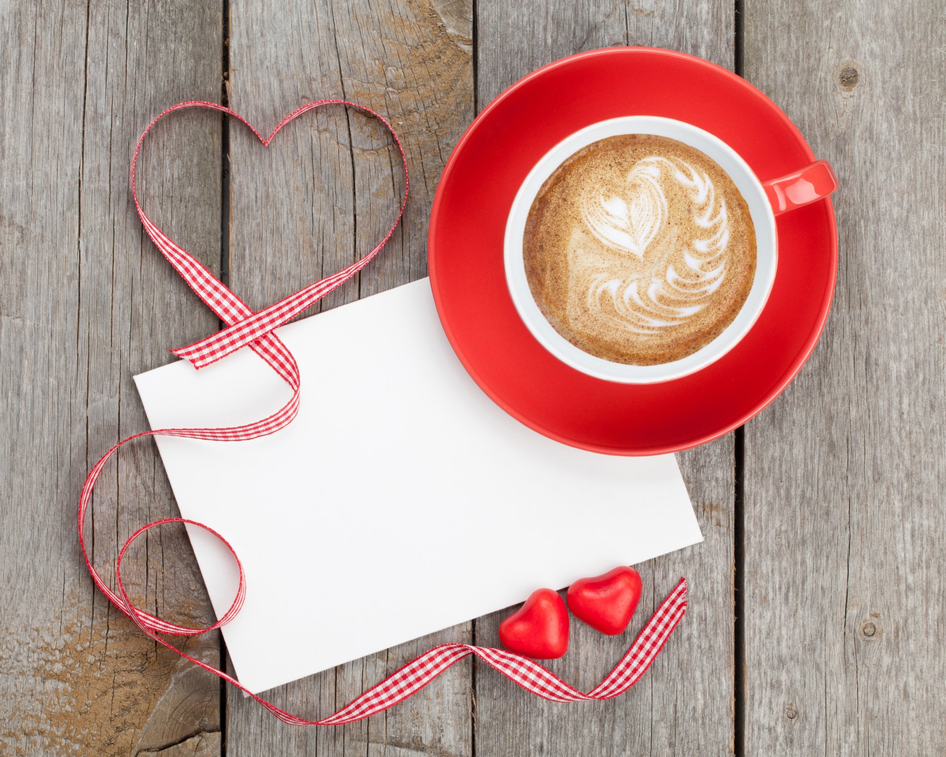 Download Heart-shaped Ribbon Cup Food Coffee 4k Ultra HD Wallpaper