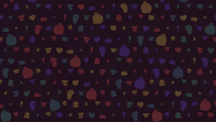 HD desktop wallpaper from the game GoNNER, featuring a pattern of colorful, abstract creature silhouettes on a dark background.