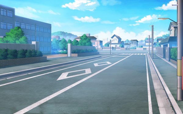 Anime Road Building HD Wallpaper | Background Image
