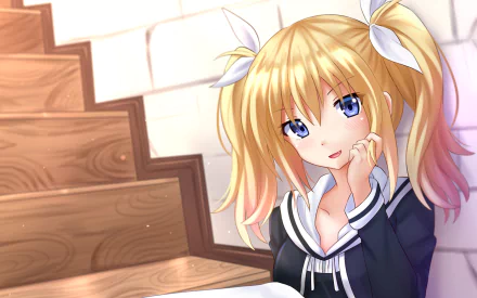 stairs Hinae Arimura Anime ChaoS;Child HD Desktop Wallpaper | Background Image