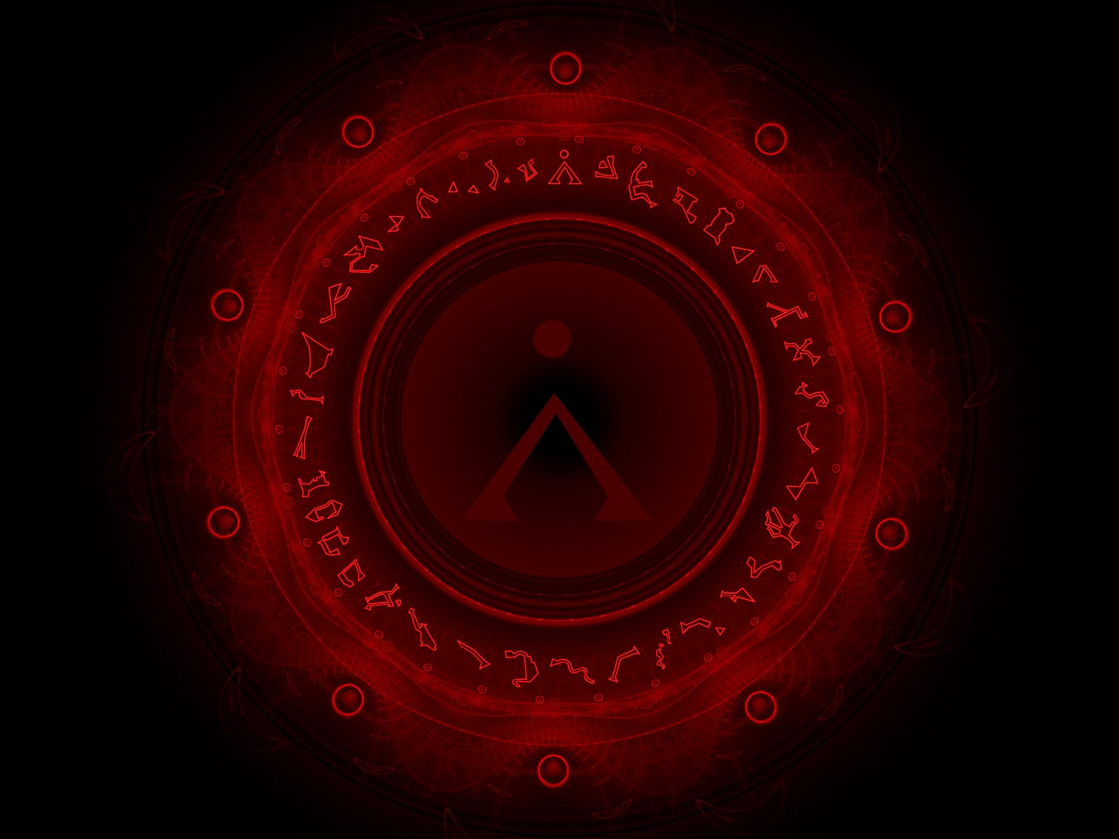 A striking red emblem featuring circular symbols, inspired by the TV show Stargate SG-1, serves as a captivating HD PC desktop wallpaper and background.