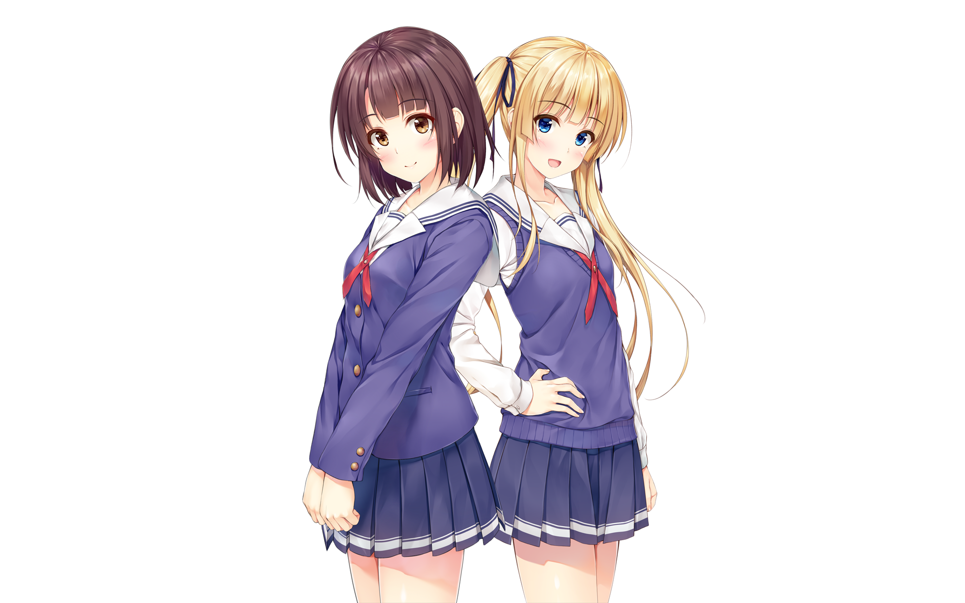 HD anime desktop wallpaper featuring Eriri Spencer Sawamura and Megumi Katō from Saekano: How to Raise a Boring Girlfriend, both in school uniforms.