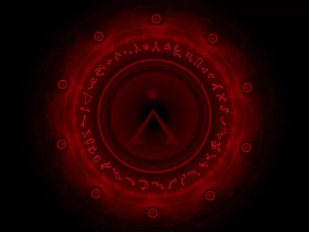 A striking red emblem featuring circular symbols, inspired by the TV show Stargate SG-1, serves as a captivating HD PC desktop wallpaper and background.