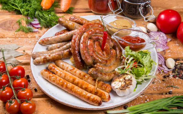 sauce still life sausage food meat HD Desktop Wallpaper | Background Image