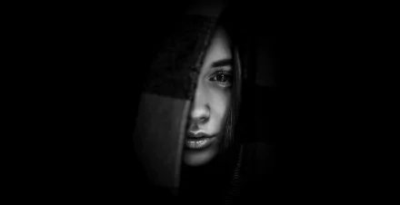 hoodie Black & White woman face HD Desktop Wallpaper | Background Image