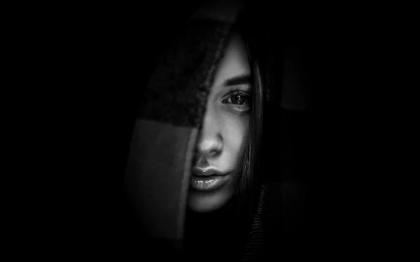hoodie Black & White woman face HD Desktop Wallpaper | Background Image
