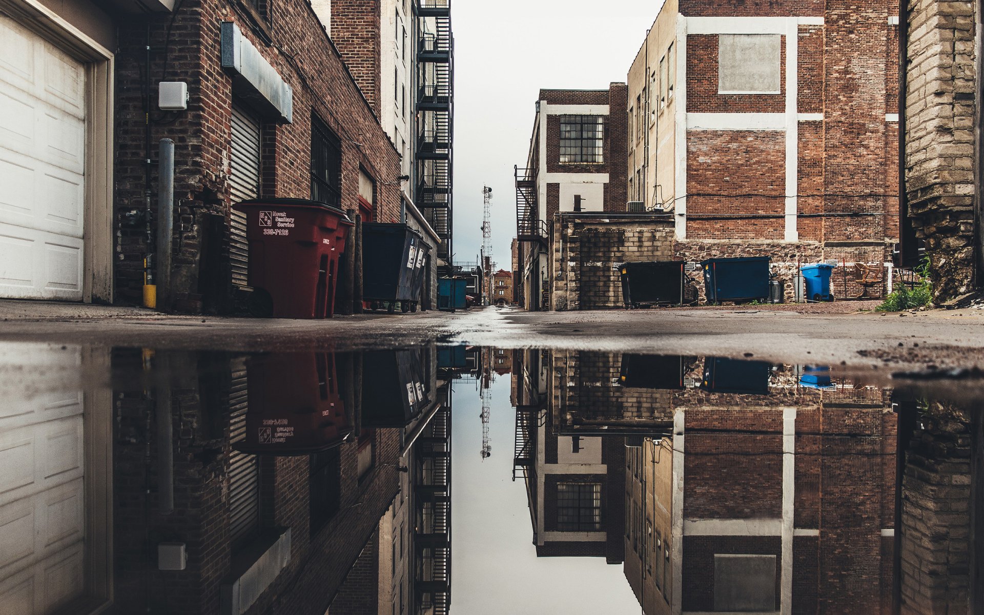 Download Reflection Puddle Man Made Alley HD Wallpaper