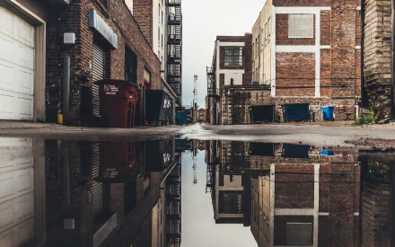 reflection puddle man made alley HD Desktop Wallpaper | Background Image