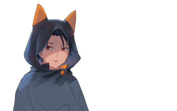 HD anime desktop wallpaper featuring Subaru Natsuki from Re:Zero - Starting Life in Another World wearing a dark hood with cat ears.