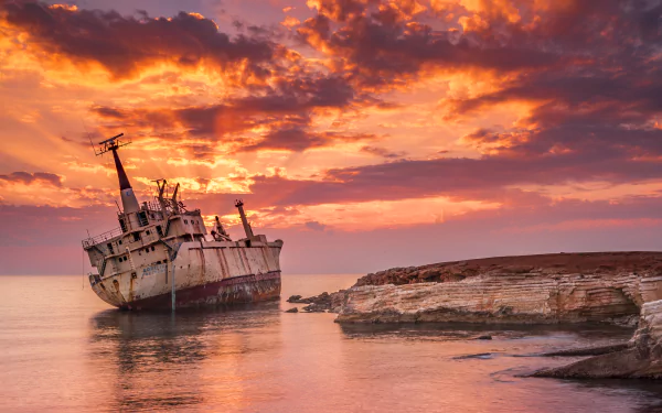 EDRO III cargo horizon cloud reflection cliff sunset water shipwreck vehicle wreck HD Desktop Wallpaper | Background Image