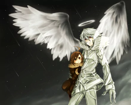 HD anime wallpaper featuring Accelerator with angel wings and halo, holding Last Order from A Certain Magical Index series.