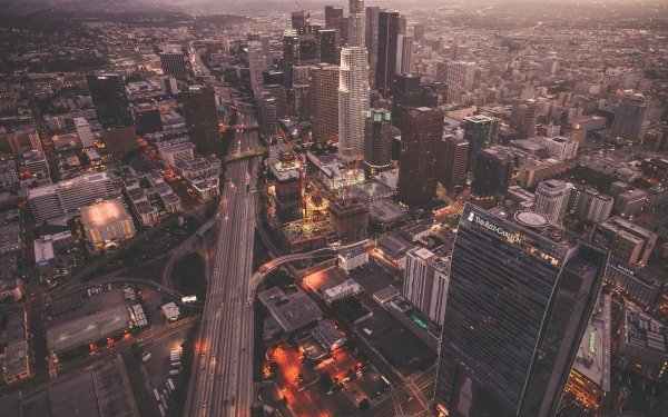 Man Made Los Angeles Cities United States USA City Skyscraper Aerial Cityscape Building Highway HD Wallpaper | Background Image