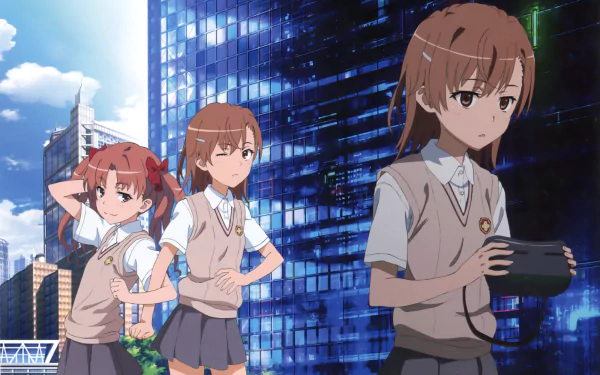 skirt school uniform short hair brown eyes brown hair Sisters (A Certain Magical Index) Kuroko Shirai Mikoto Misaka Anime A Certain Scientific Railgun HD Desktop Wallpaper | Background Image