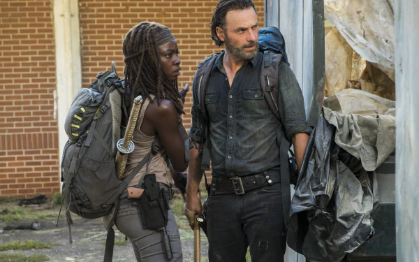 Danai Gurira Michonne (The Walking Dead) Rick Grimes Andrew Lincoln TV Show The Walking Dead HD Desktop Wallpaper | Background Image