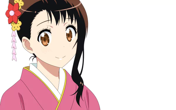 Kosaki Onodera from Nisekoi in traditional attire, depicted in vibrant anime style, designed as an 8K Ultra HD PC desktop wallpaper and background.