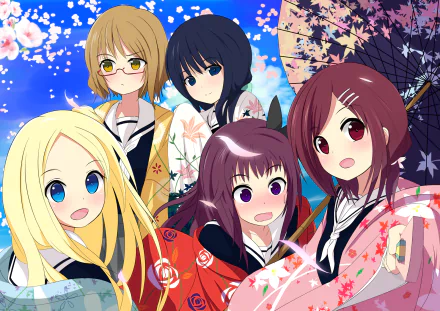 Machi Tokiwa Naru Sekiya Yaya Sasame Tami Nishimikado Hana N. Fountainstand Anime Hanayamata HD Desktop Wallpaper | Background Image