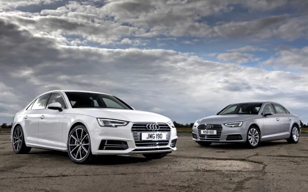 silver car car white car Audi vehicle Audi A4 HD Desktop Wallpaper | Background Image