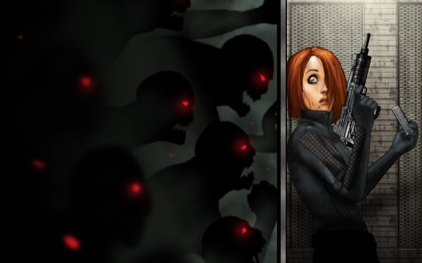 Dark Women Uzi Redhead Woman Warrior Creature HD Wallpaper | Background Image