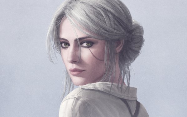 Video Game The Witcher 3: Wild Hunt The Witcher Ciri Face Green Eyes White Hair Scar HD Wallpaper | Background Image