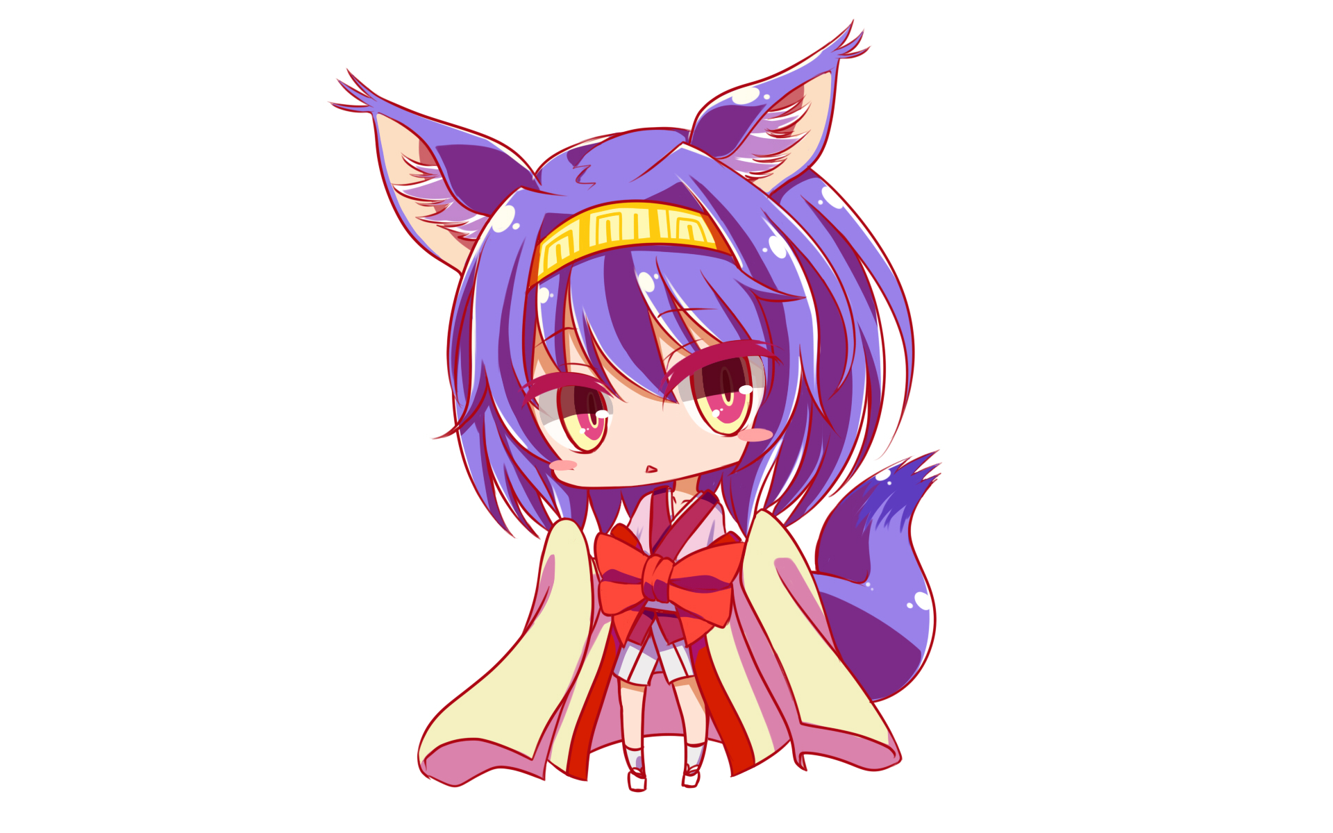 Chibi-style Izuna Hatsuse from anime No Game No Life in vibrant colors, featured as an HD PC desktop wallpaper and background.