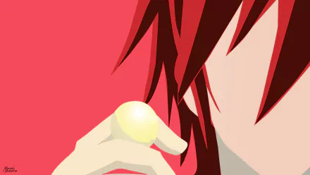 Minimalist HD PC desktop wallpaper featuring a close-up of Sora from the anime No Game No Life with vibrant red tones and stylized shading.