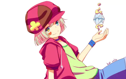 HD anime desktop wallpaper featuring Tet from No Game No Life, showcasing vibrant colors and dynamic pose against a white background.