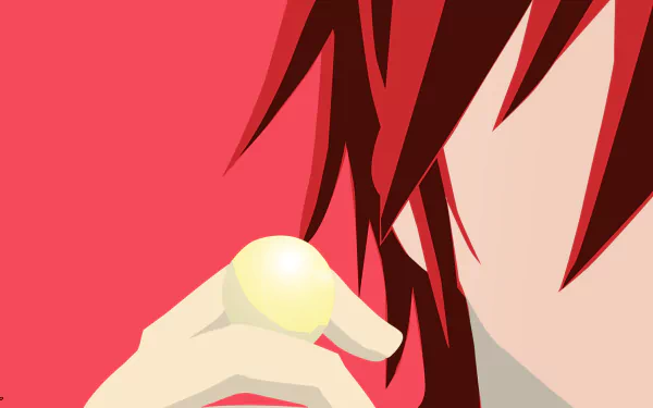 Minimalist HD PC desktop wallpaper featuring a close-up of Sora from the anime No Game No Life with vibrant red tones and stylized shading.