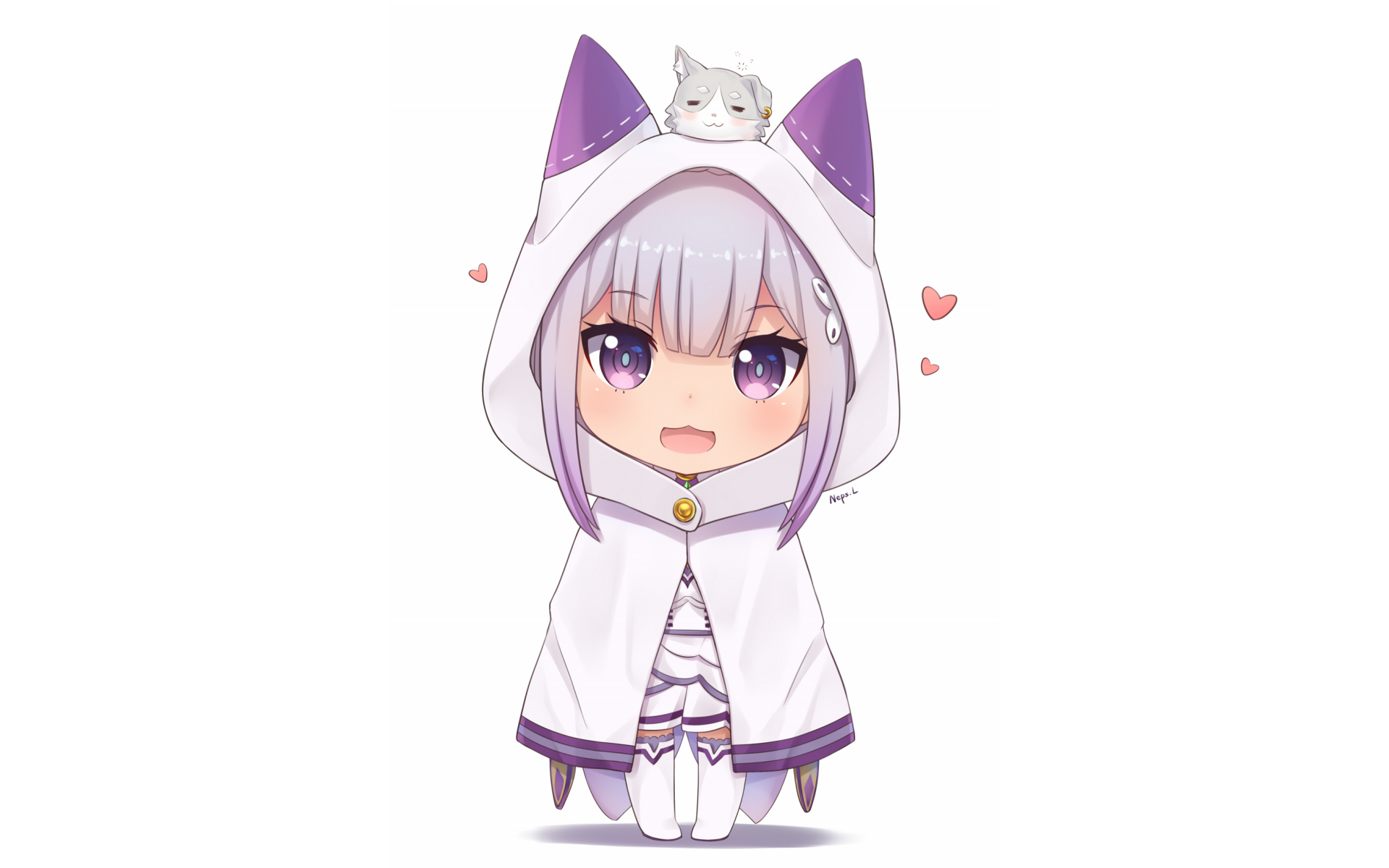 Emilia Cute Chibi - Re:ZERO HD Wallpaper