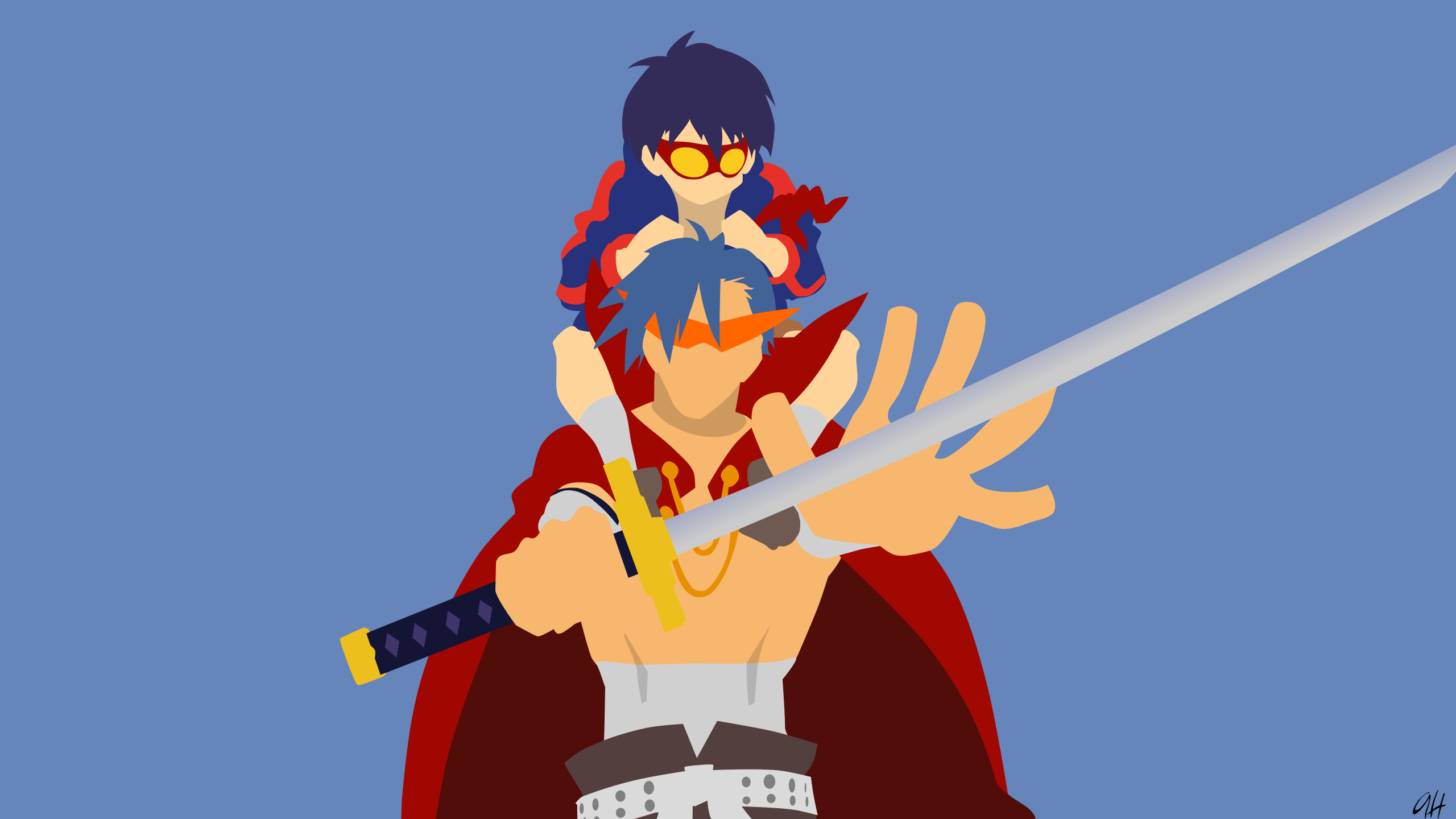 Gurren lagann anime wallpaper with epic mech and characters