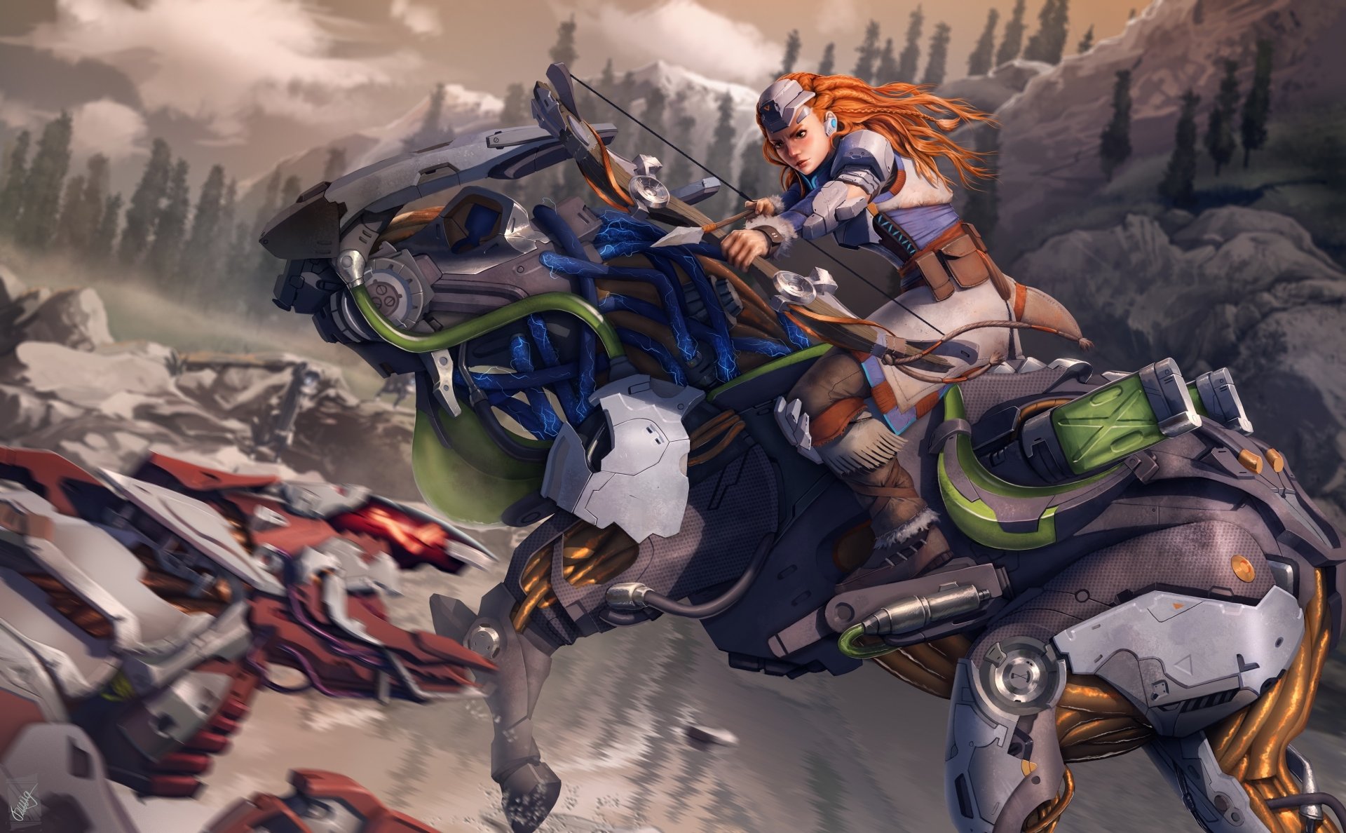 Aloy’s Fierce Ride: 4K Ultra HD Horizon Zero Dawn Warrior Wallpaper by ...