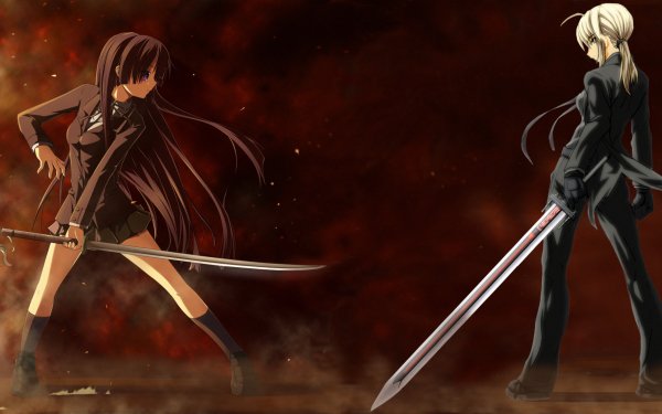 Anime Crossover Sword Fate/Stay Night K-ON! Mio Akiyama Saber HD Wallpaper | Background Image