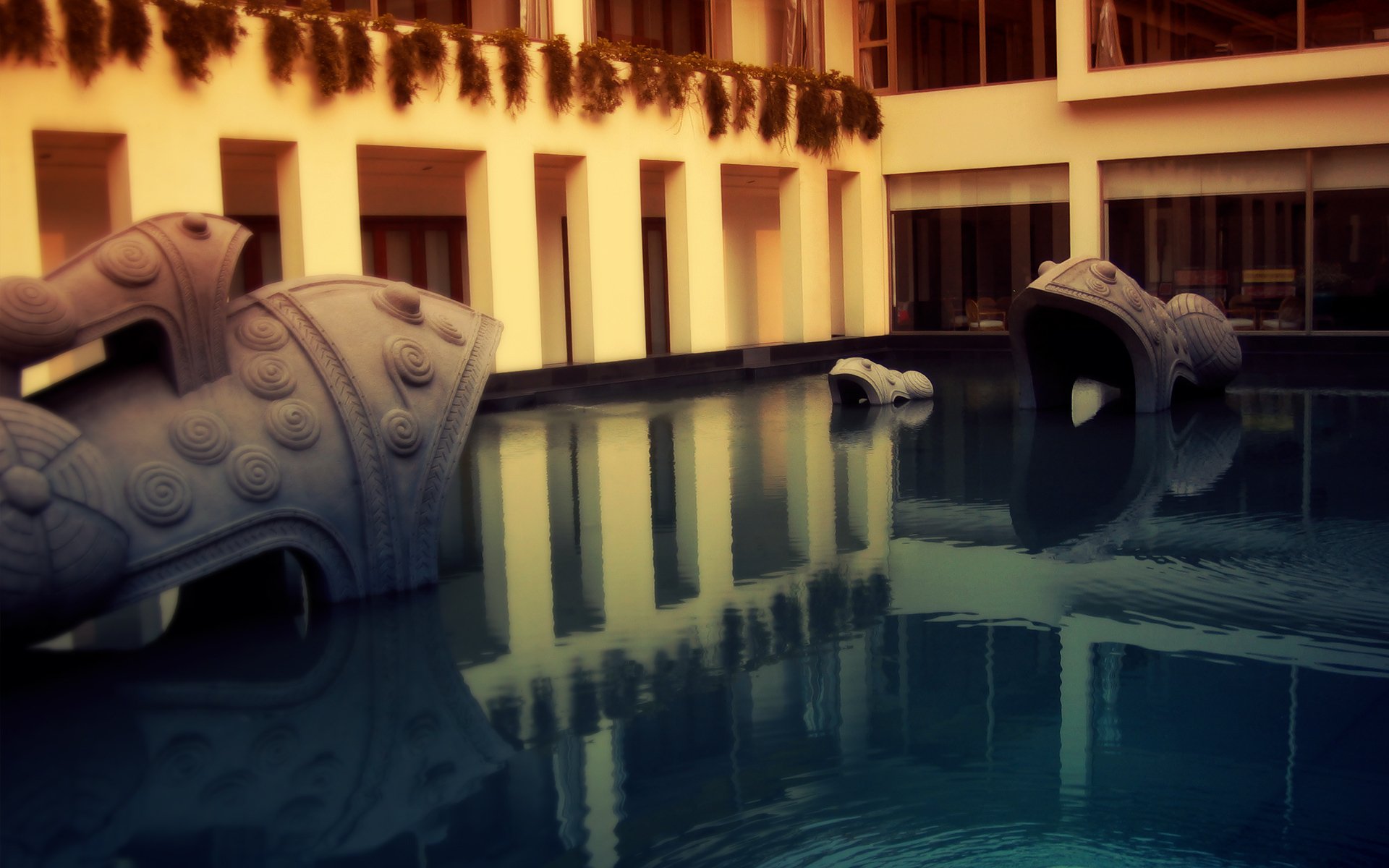 Download Water Pool Man Made Statue HD Wallpaper