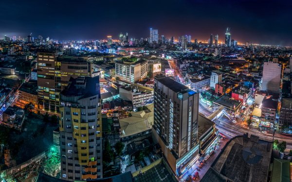 Man Made Manila Cities Philippines Night City Building Cityscape HD Wallpaper | Background Image