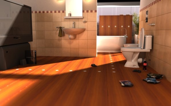 Artistic Room Video Game Console PlayStation Coca Cola Bathroom 3D HD Wallpaper | Background Image