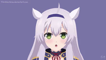 HD PC desktop wallpaper featuring Sistine Fibel from the anime Rokudenashi Majutsu Koushi to Akashic Records with green eyes, white hair, and a purple background.