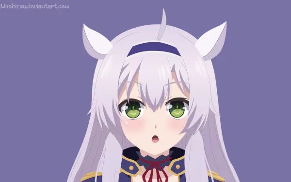HD PC desktop wallpaper featuring Sistine Fibel from the anime Rokudenashi Majutsu Koushi to Akashic Records with green eyes, white hair, and a purple background.