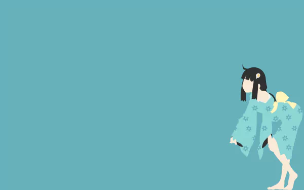 Tsukihi Araragi from the Monogatari series is depicted in a minimalist style on a teal background in this 4K Ultra HD anime desktop wallpaper.