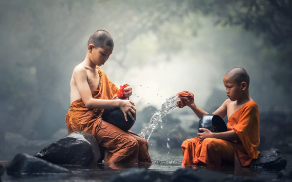  Tow Young Monks in Bangkok