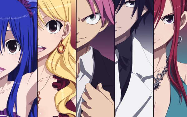 Anime Fairy Tail Lucy Heartfilia Natsu Dragneel Wendy Marvell Erza Scarlet Gray Fullbuster HD Wallpaper | Background Image