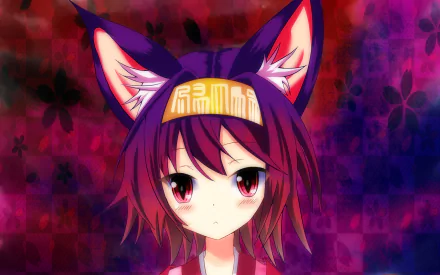 HD PC desktop wallpaper featuring Izuna Hatsuse from the anime No Game No Life, showcasing her with fox ears and a vibrant, colorful background.