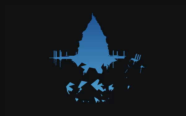 HD desktop wallpaper of Aincrad from Sword Art Online anime, featuring a blue, silhouetted structure on a dark background.
