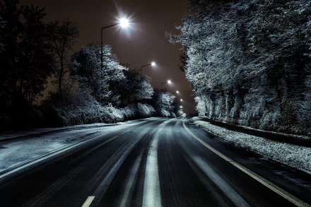 lamp post night man made road HD Desktop Wallpaper | Background Image