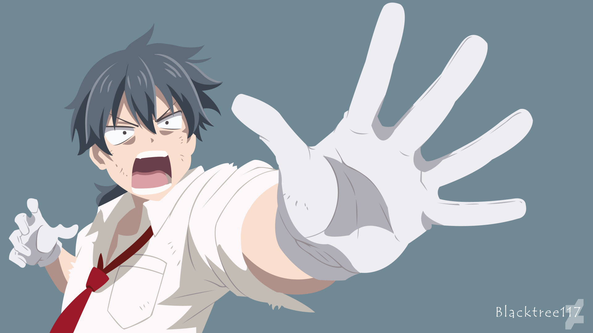 Anime-style 4K Ultra HD wallpaper featuring Glenn Radars from Rokudenashi Majutsu Koushi to Akashic Records with a dynamic, reaching pose against a solid background.